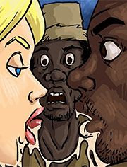 She takes hold of nigger cocks in both her tiny white hands | Manza | Illustrated interracial
